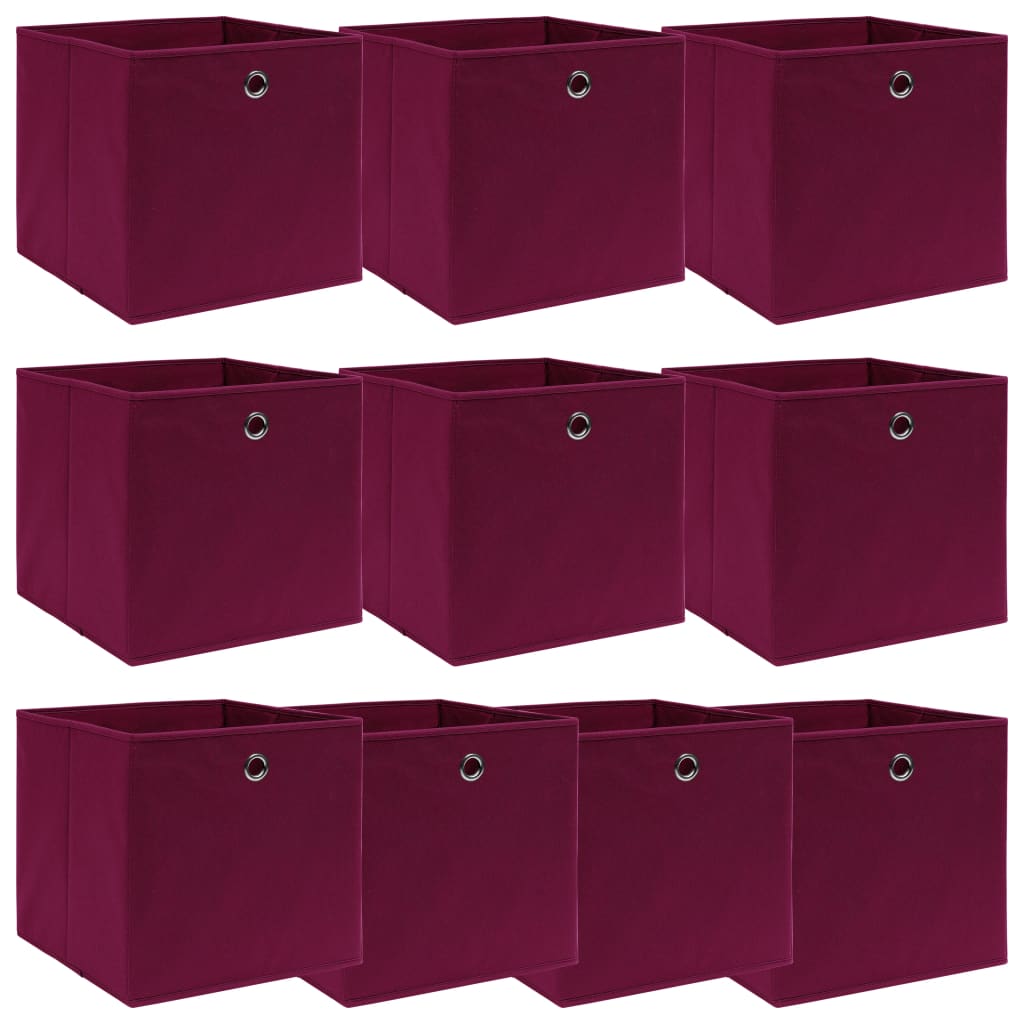 Storage Boxes 10 pcs Dark Red 32x32x32 cm Fabric - Tyrell & Tyrell