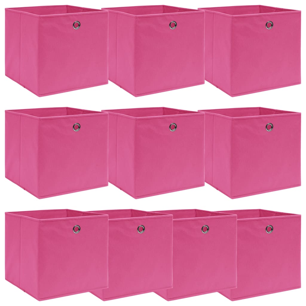 Storage Boxes 10 pcs Pink 32x32x32 cm Fabric - Millennium Furniture