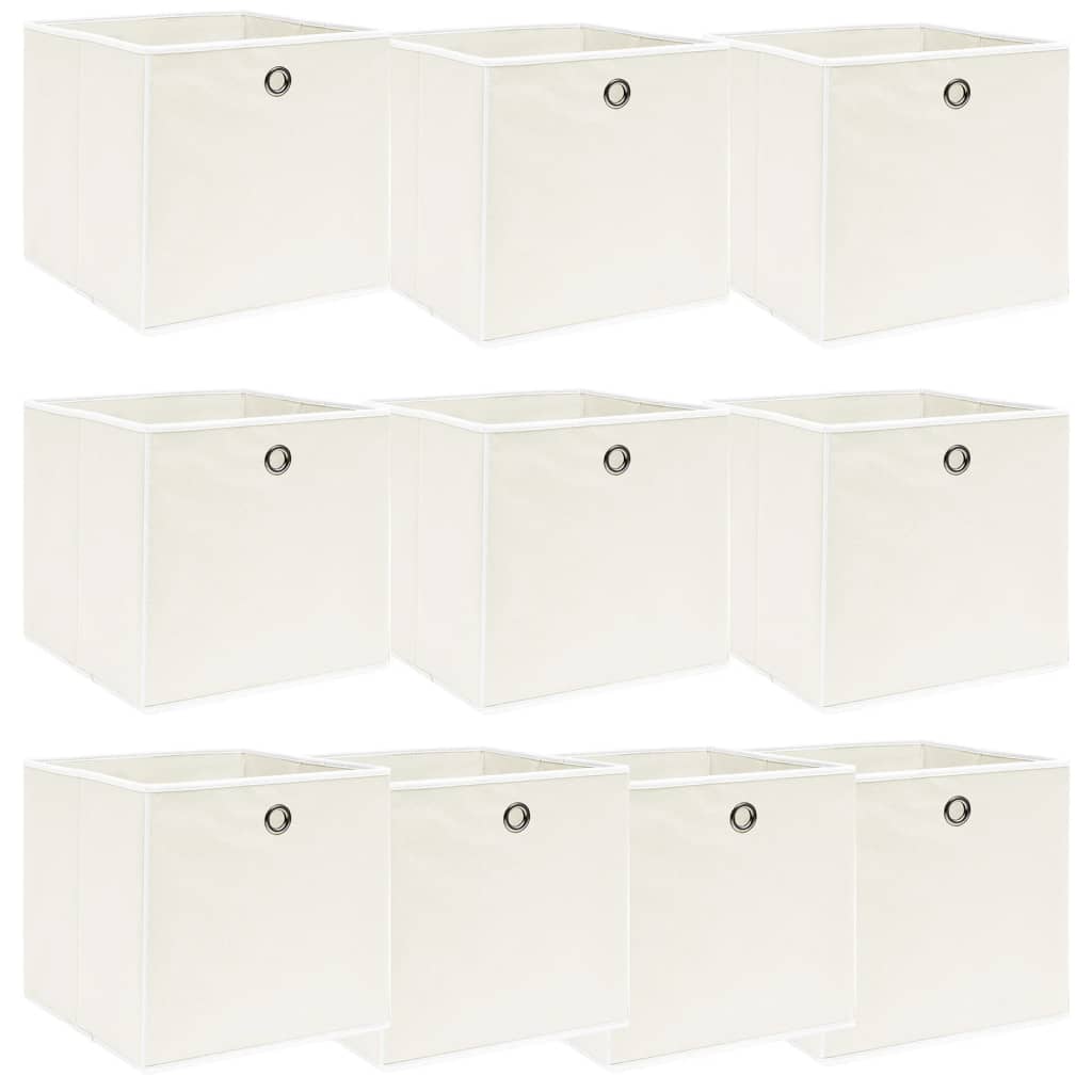 Storage Boxes 10 pcs White 32x32x32 cm Fabric - R and M Furniture