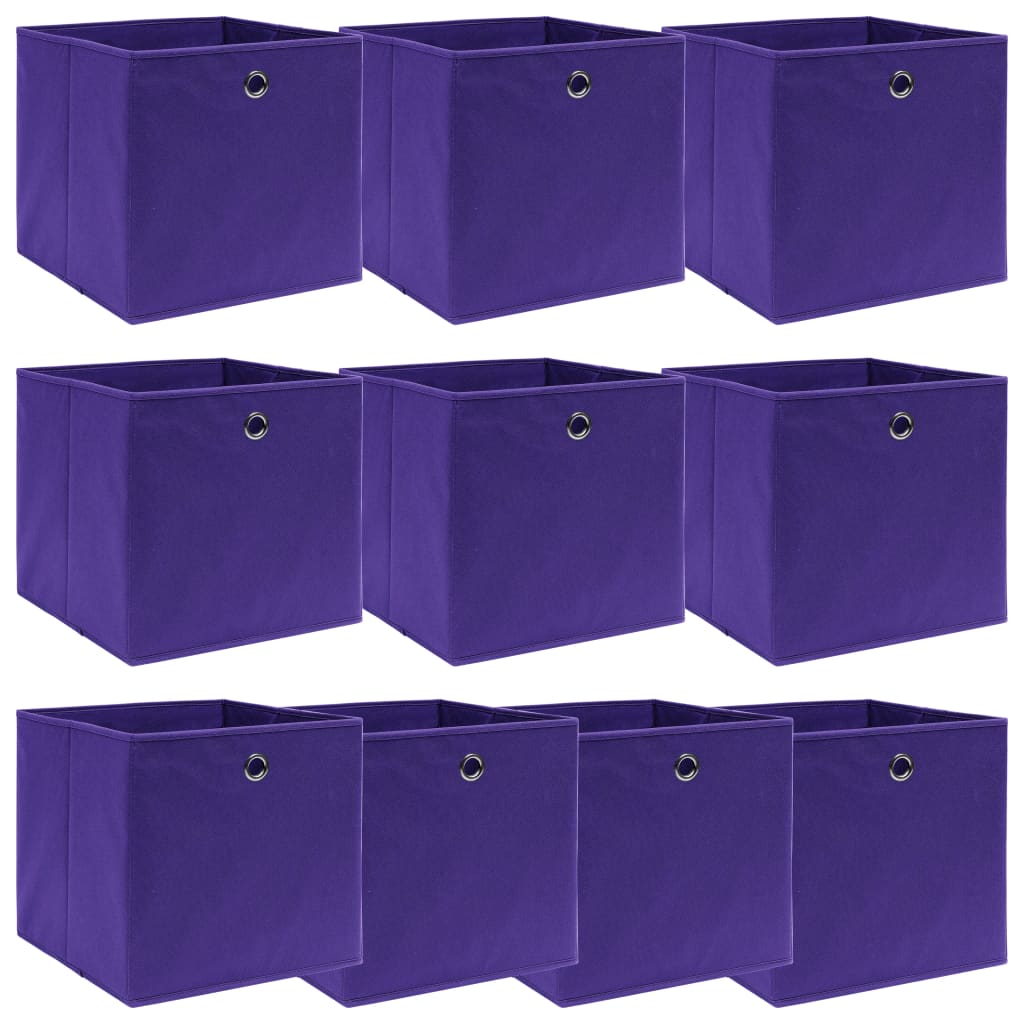 Storage Boxes 10 pcs Purple 32x32x32 cm Fabric - Decor Base