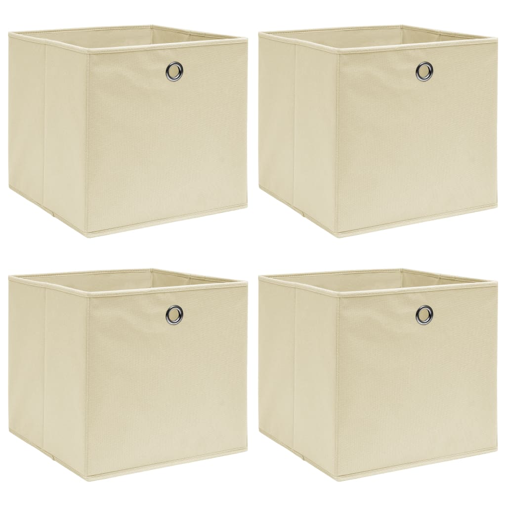 Storage Boxes 4 pcs Cream 32x32x32 cm Fabric - Decor Base