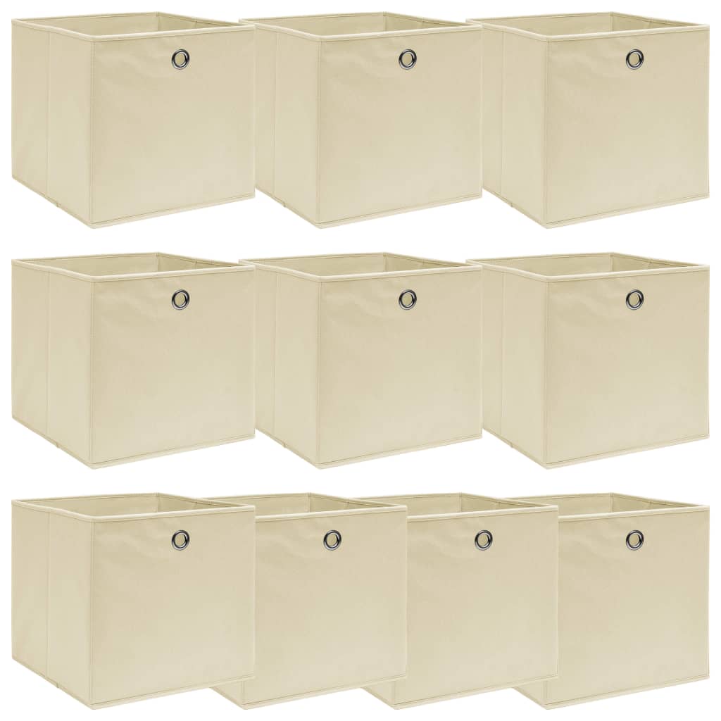 Storage Boxes 10 pcs Cream 32x32x32 cm Fabric - Design Hut