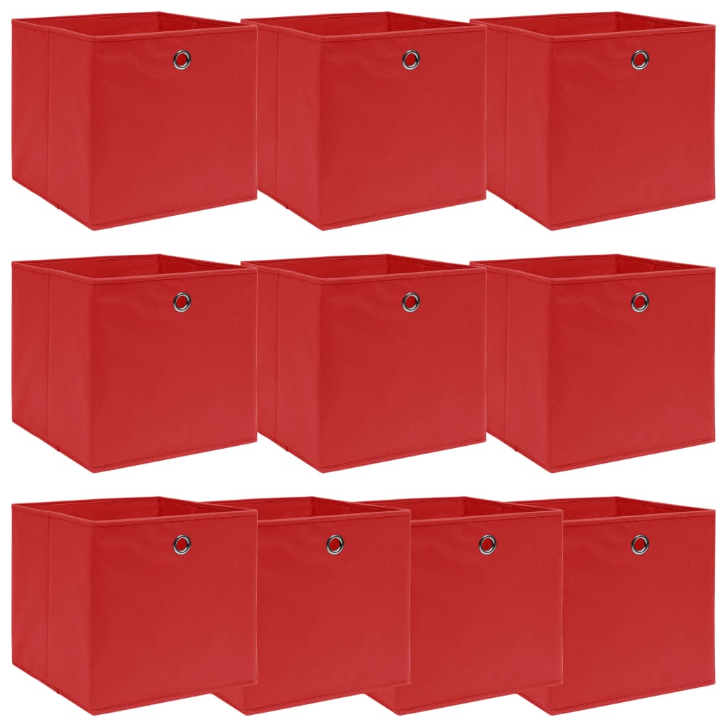 Storage Boxes 10 pcs Red 32x32x32 cm Fabric - Merlin Deals