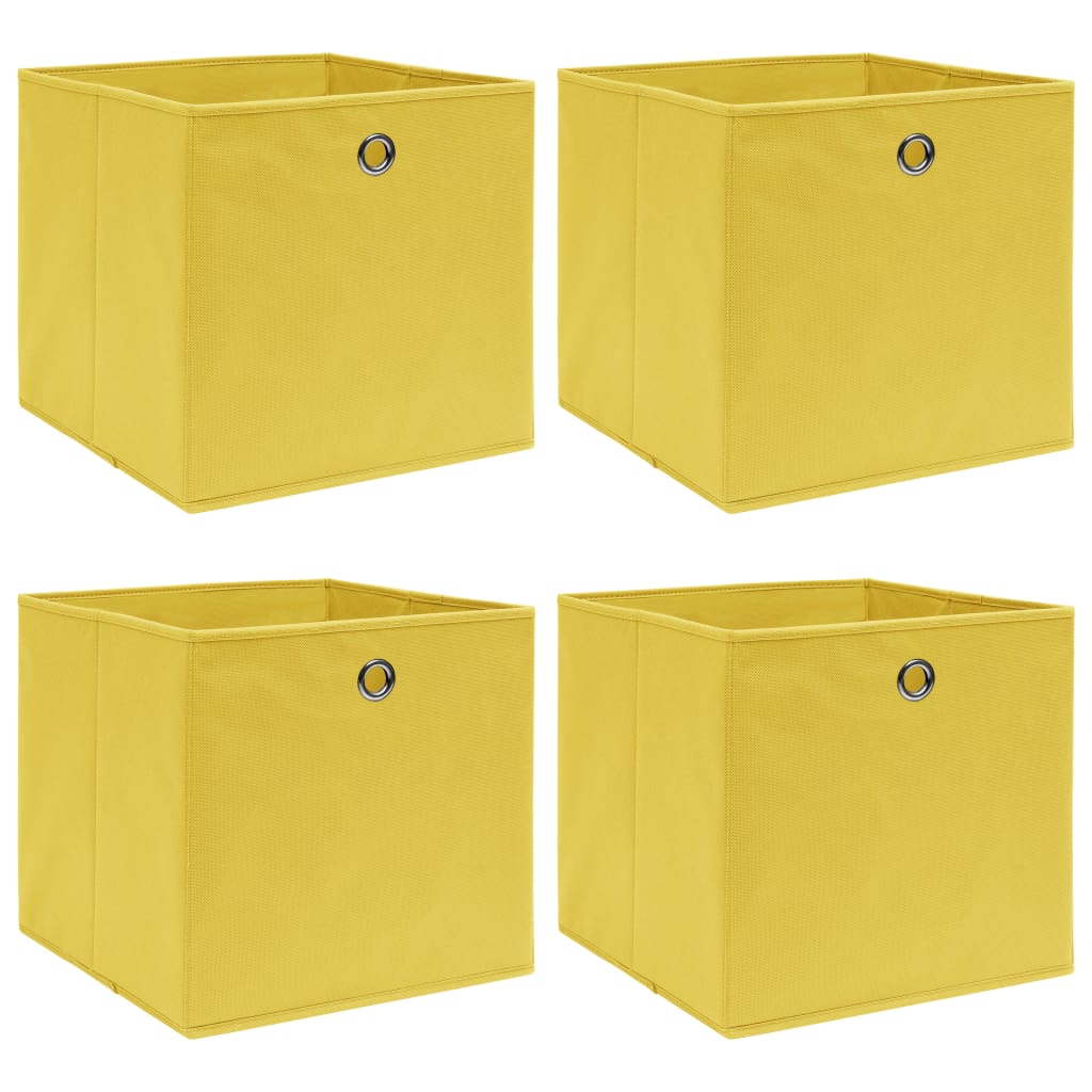 Storage Boxes 4 pcs Yellow 32x32x32 cm Fabric - Design Hut