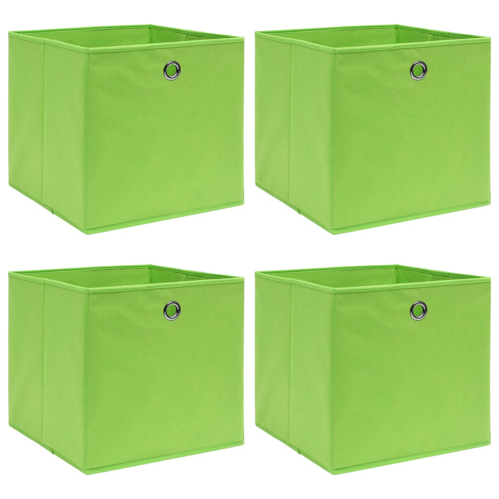Storage Boxes 4 pcs Green 32x32x32 cm Fabric - Decor Base