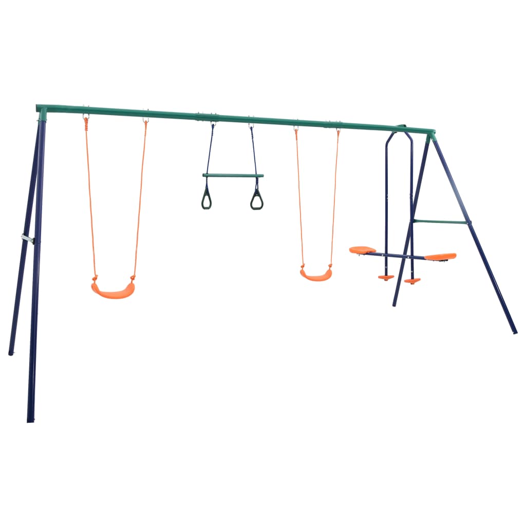 Swing Set with Gymnastic Rings and 4 Seats Steel - Brittle & Co