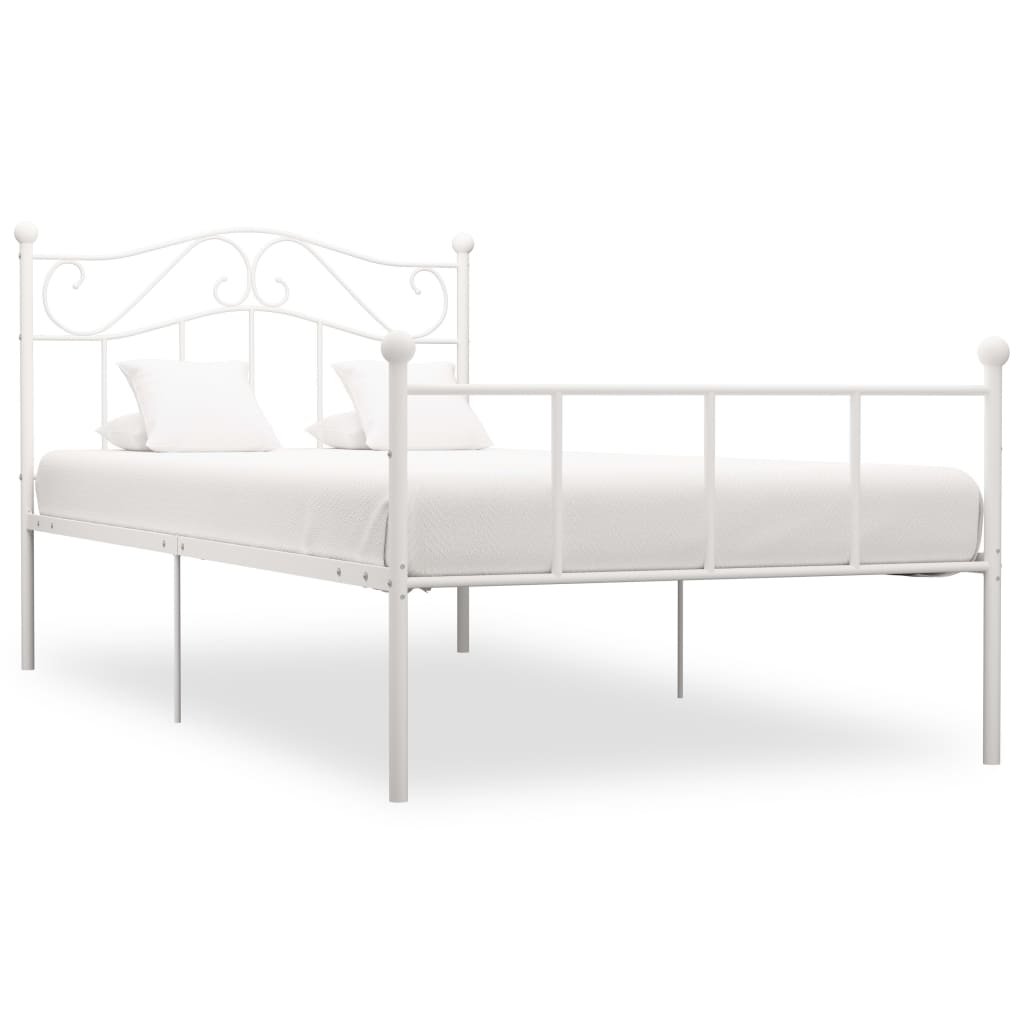 Bed Frame White Metal 90x200 cm - The Home Maker