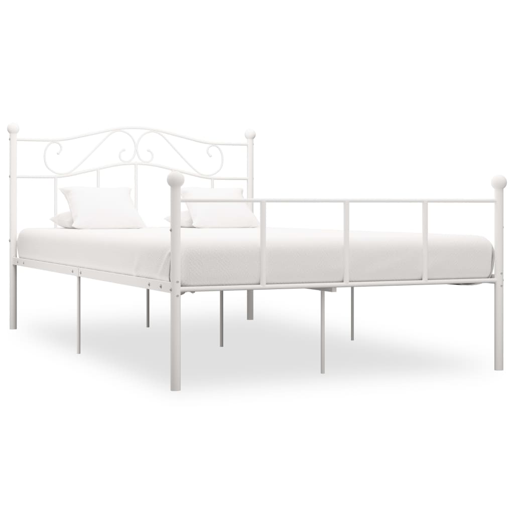 Bed Frame White Metal 120x200 cm - Style and Chic