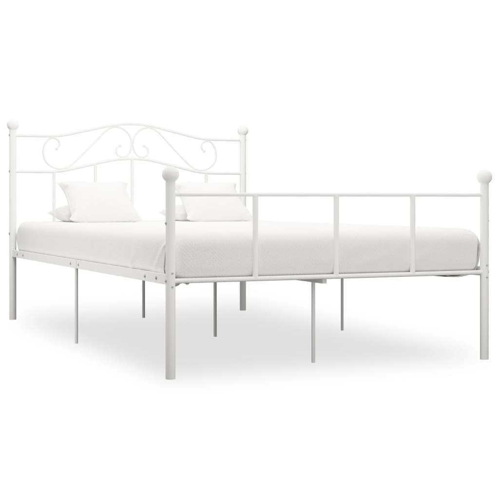 Bed Frame White Metal 160x200 cm - Merlin Deals