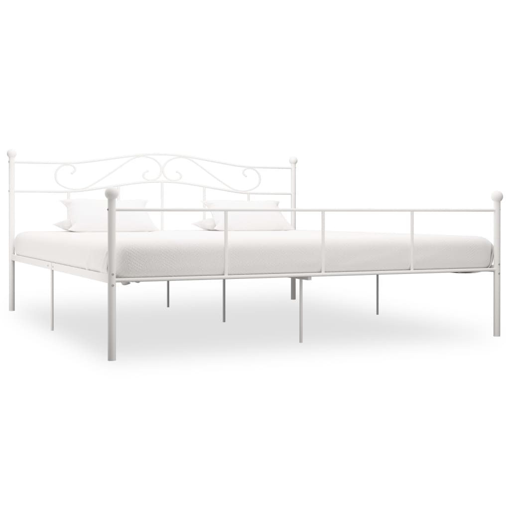 Bed Frame White Metal 180x200 cm Super King - The Home Maker