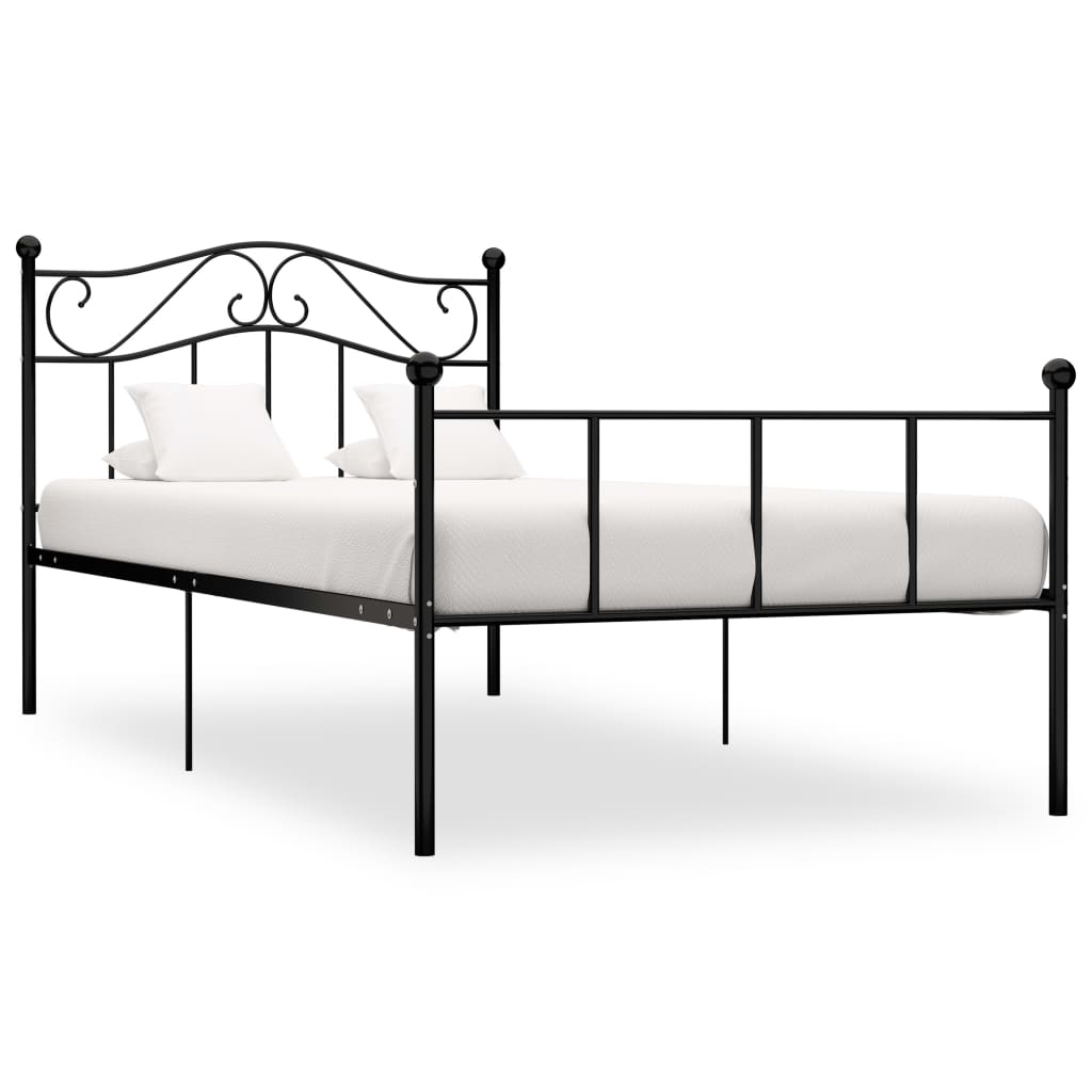 Bed Frame Black Metal 100x200 cm - Style and Chic