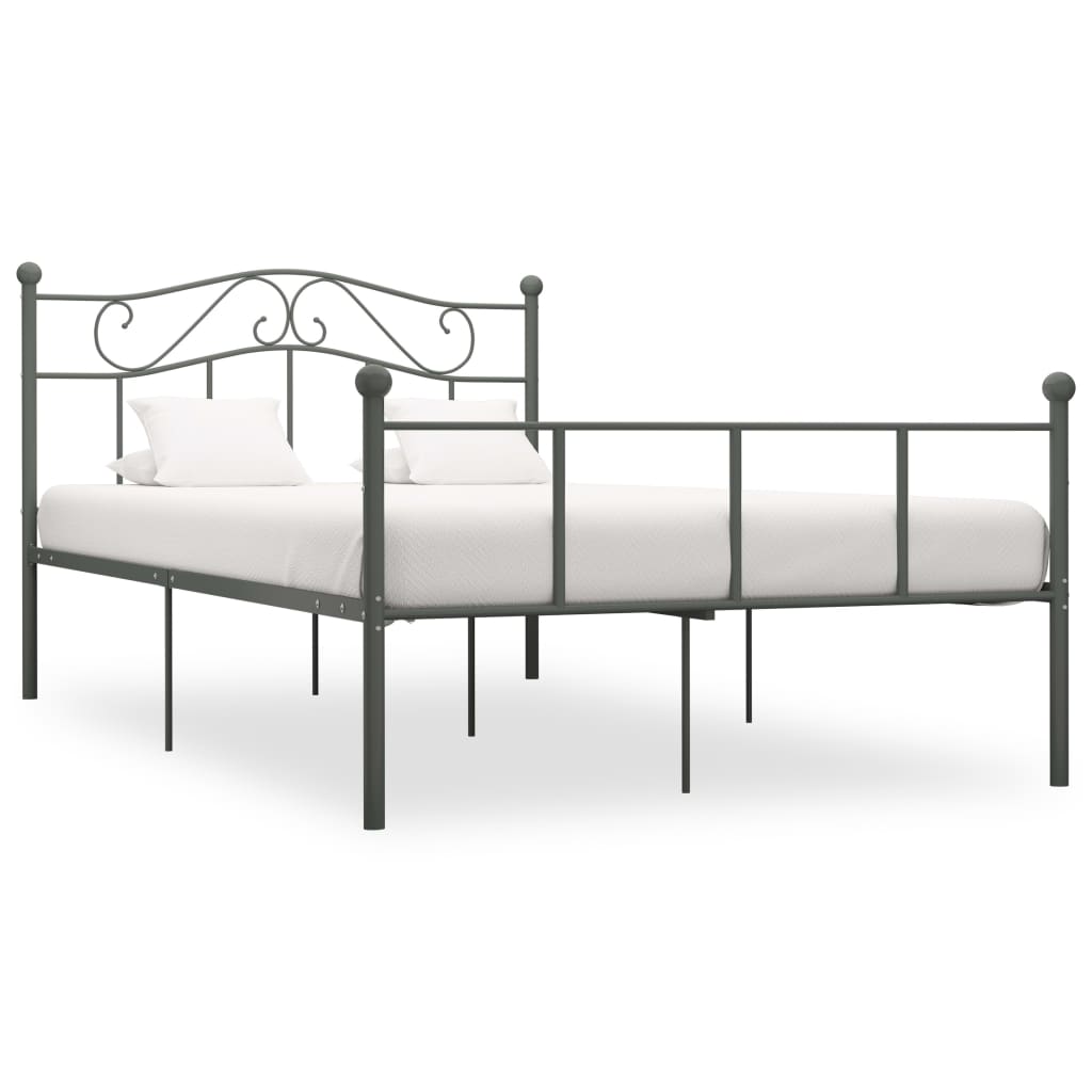 Bed Frame Grey Metal 160x200 cm - Unbeatable Bargains