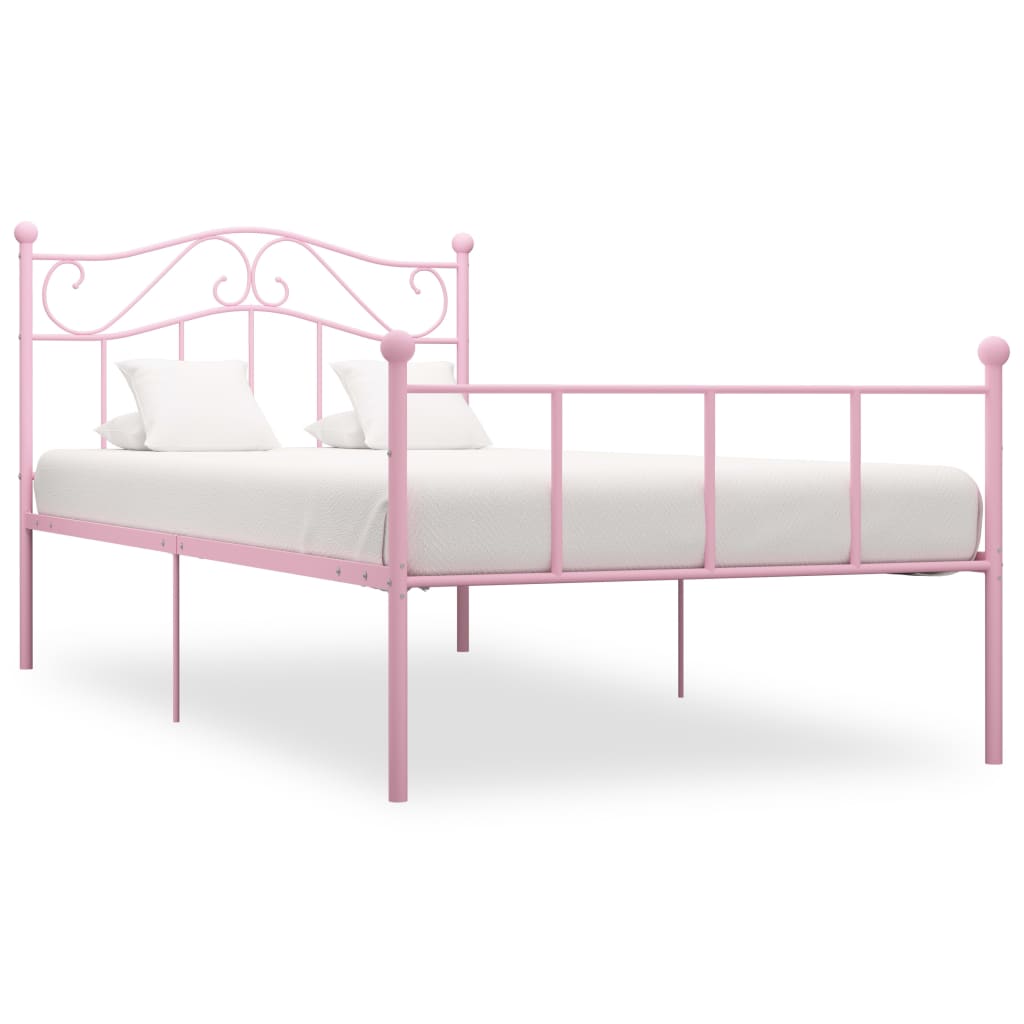 Bed Frame Pink Metal 90x200 cm - The Home Maker