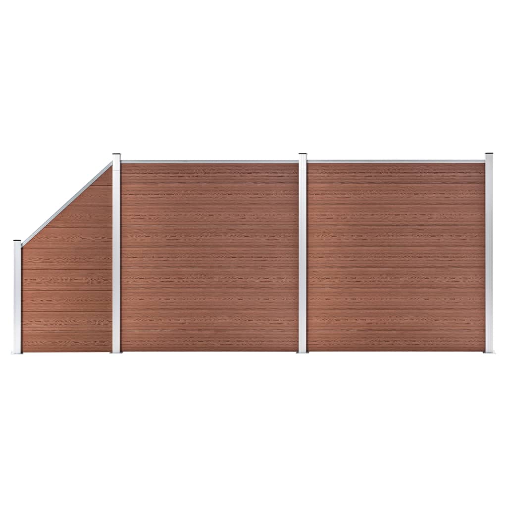 WPC Fence Set 2 Square + 1 Slanted 446x186 cm Brown - Tyrell & Tyrell