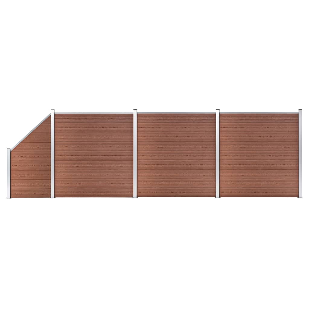 WPC Fence Set 3 Square + 1 Slanted 619x186 cm Brown - Merlin Deals