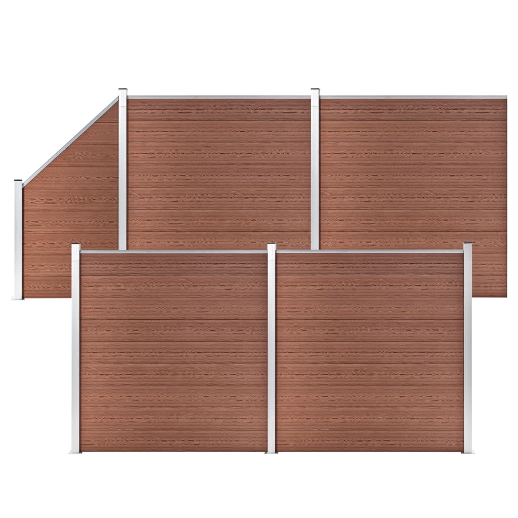 WPC Fence Set 4 Square + 1 Slanted 792x186 cm Brown - Style and Chic