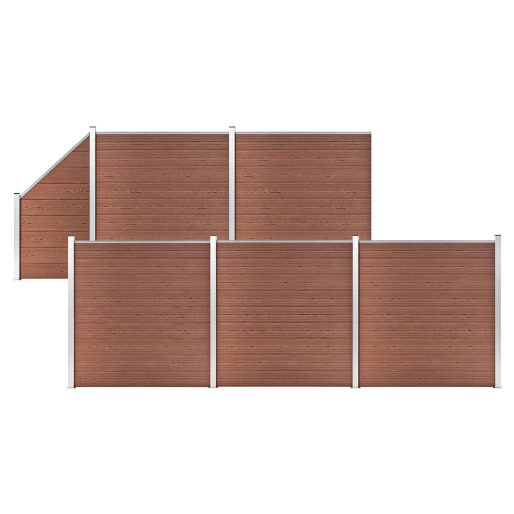 WPC Fence Set 5 Square + 1 Slanted 965x186 cm Brown - All Things Good