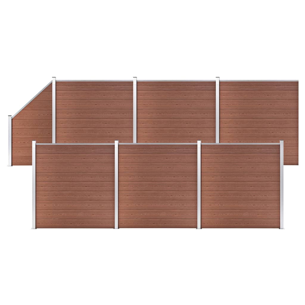 WPC Fence Set 6 Square + 1 Slanted 1138x186 cm Brown - Merlin Deals