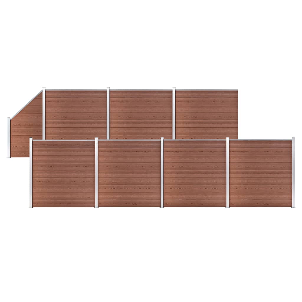WPC Fence Set 7 Square + 1 Slanted 1311x186 cm Brown - Tyrell & Tyrell