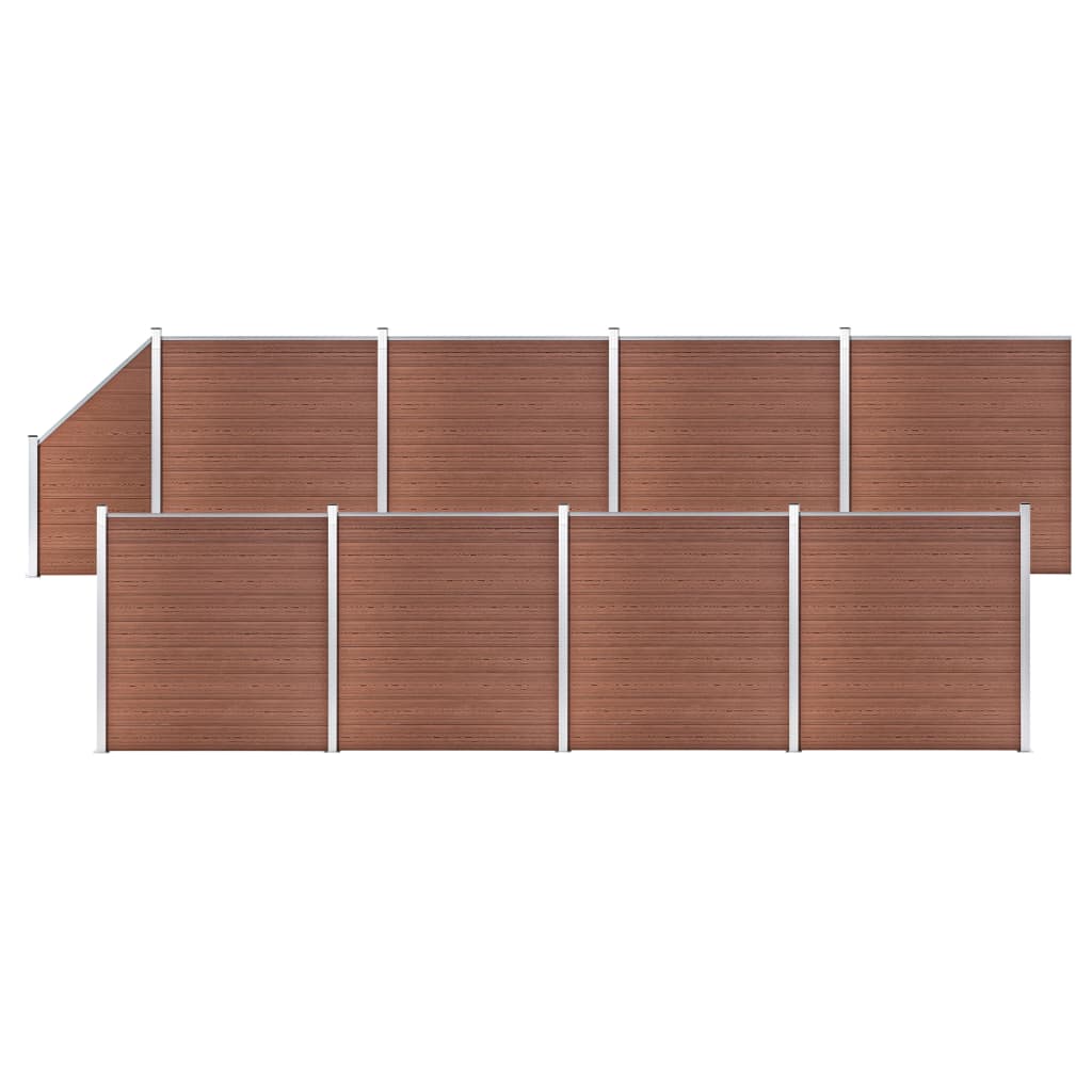 WPC Fence Set 8 Square + 1 Slanted 1484x186 cm Brown - Merkel Designers