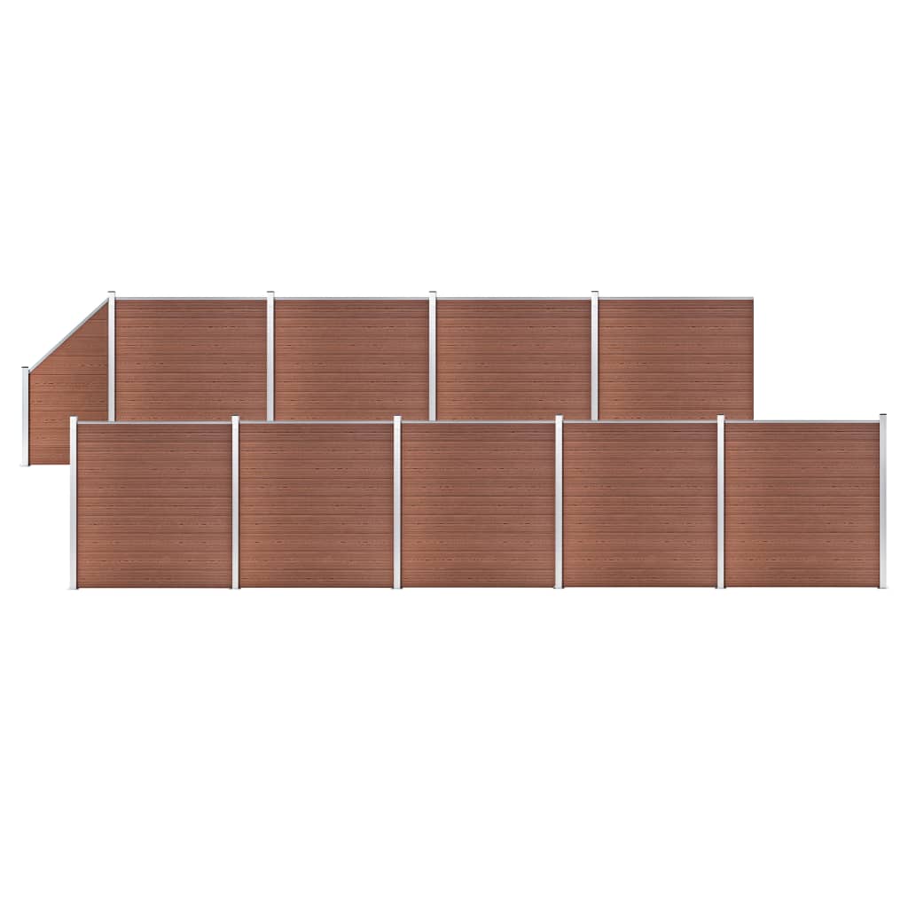 WPC Fence Set 9 Square + 1 Slanted 1657x186 cm Brown - The Home Maker