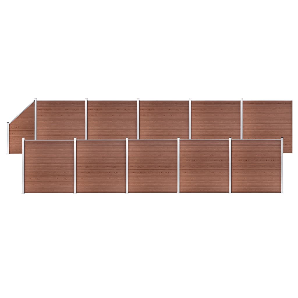WPC Fence Set 10 Square + 1 Slanted 1830x186 cm Brown - Style and Chic