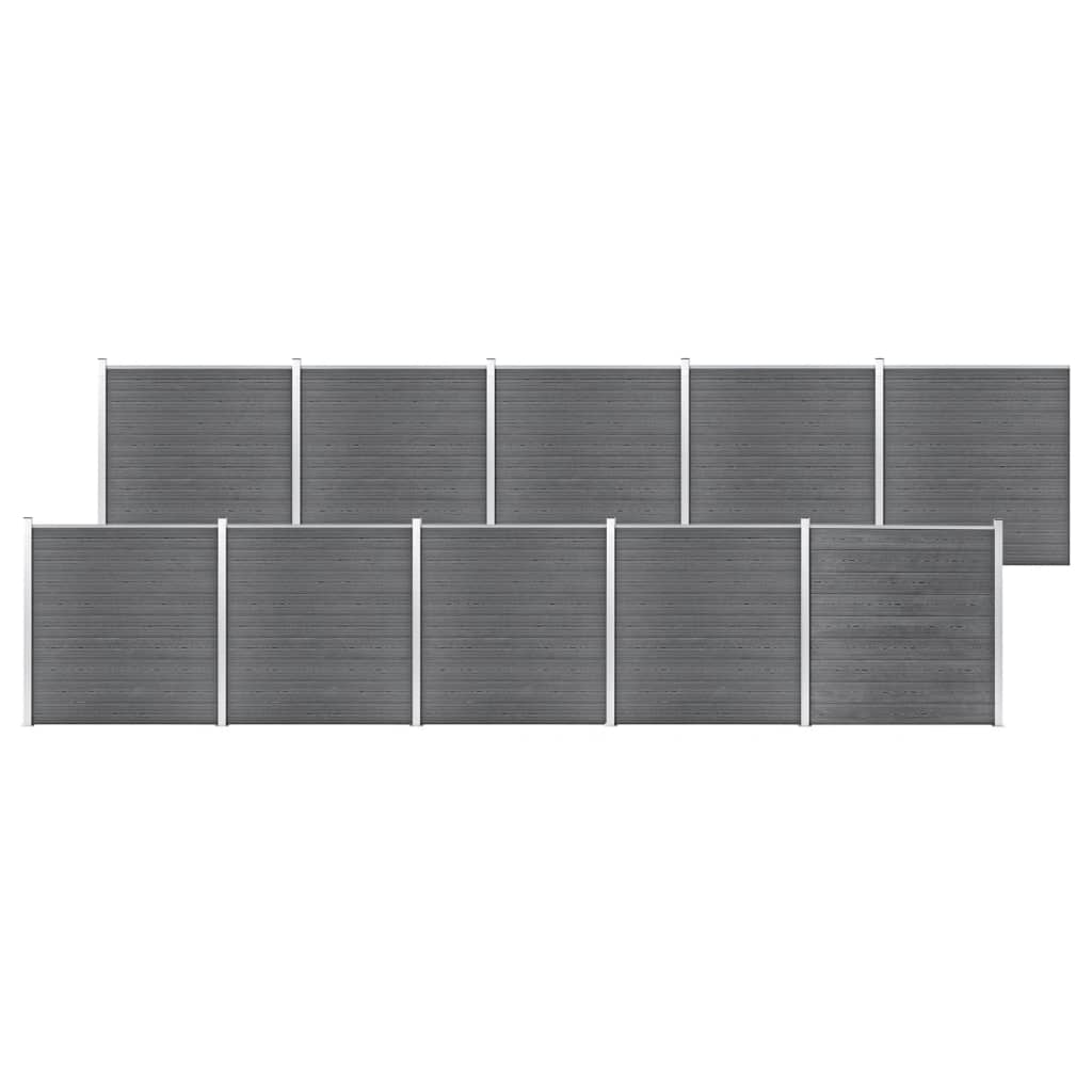 Garden Fence WPC 1737x186 cm Grey - Direct Imports