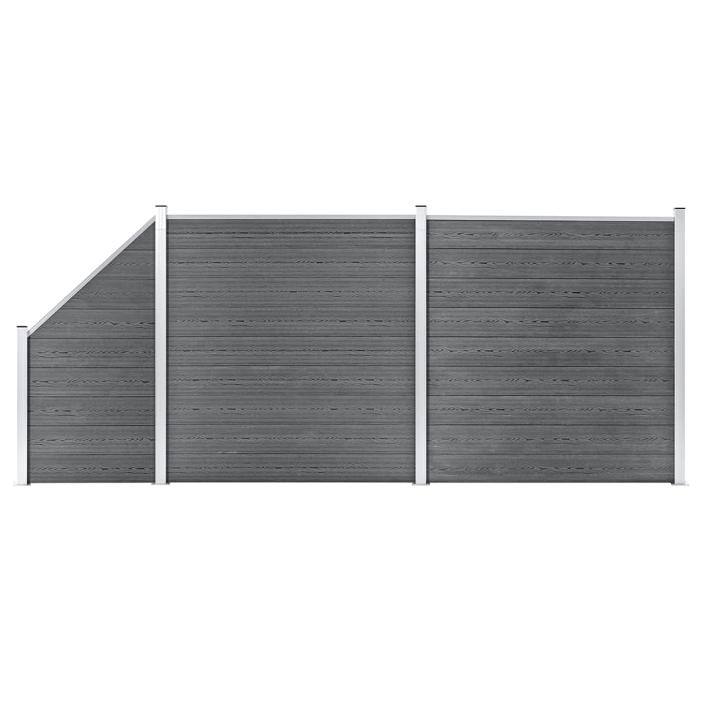 WPC Fence Set 2 Square + 1 Slanted 446x186 cm Grey - Merlin Deals