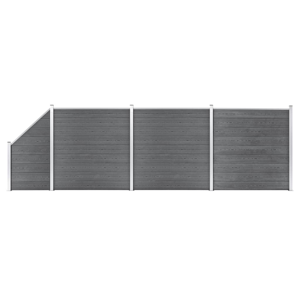 WPC Fence Set 3 Square + 1 Slanted 619x186 cm Grey - The Home Maker