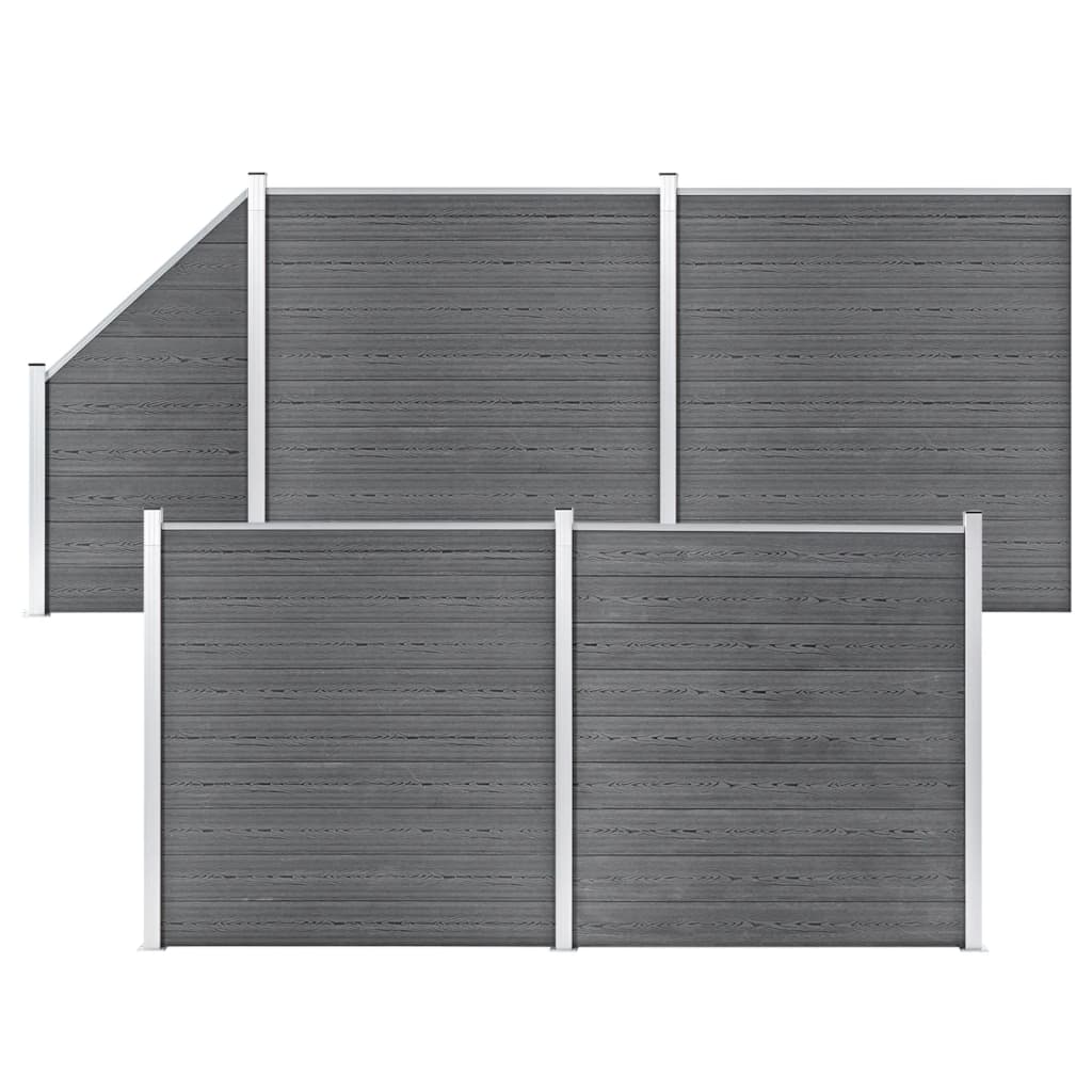 WPC Fence Set 4 Square + 1 Slanted 792x186 cm Grey - Merkel Designers