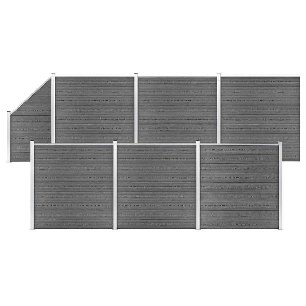 WPC Fence Set 6 Square + 1 Slanted 1138x186 cm Grey - All Things Good