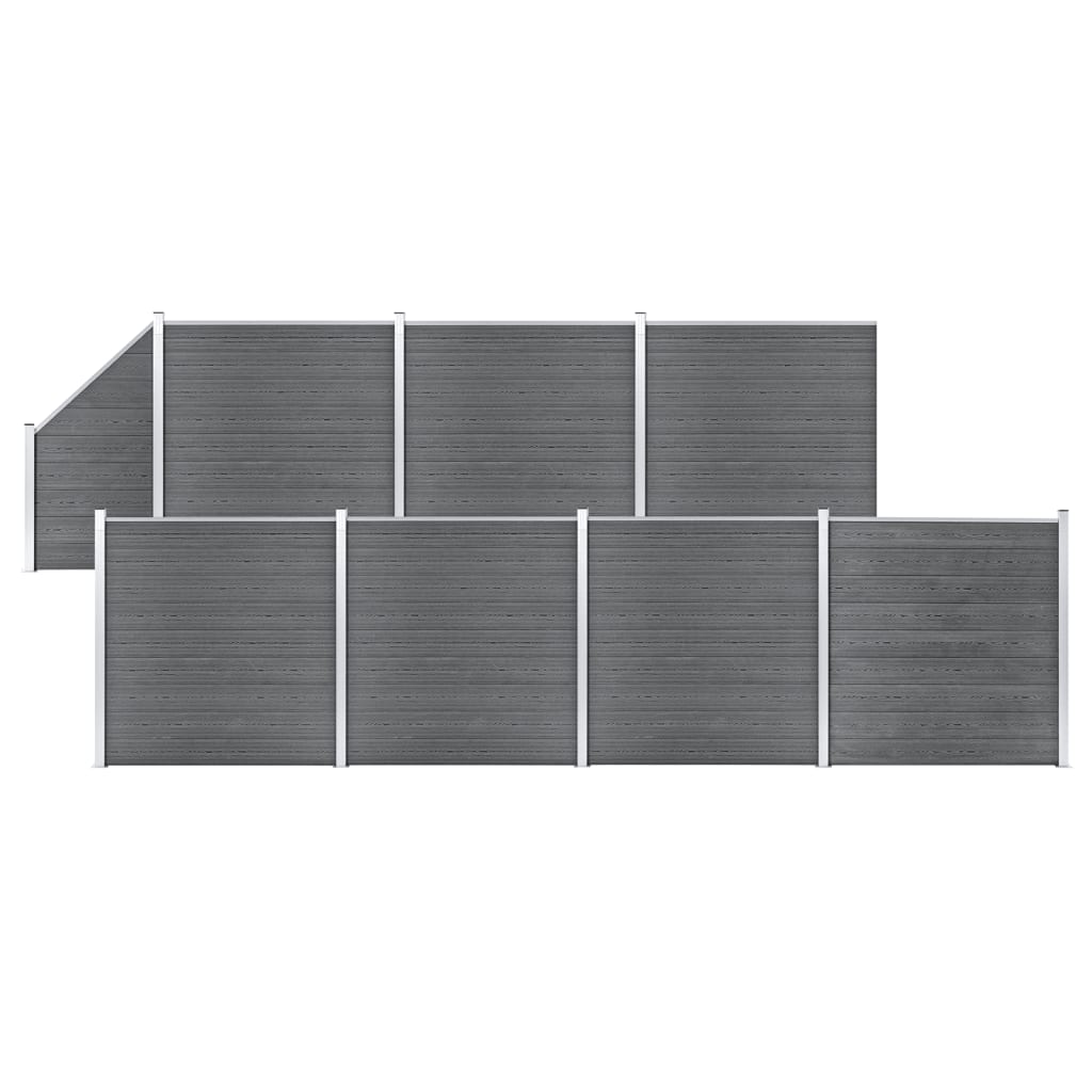 WPC Fence Set 7 Square + 1 Slanted 1311x186 cm Grey - Casper Homes