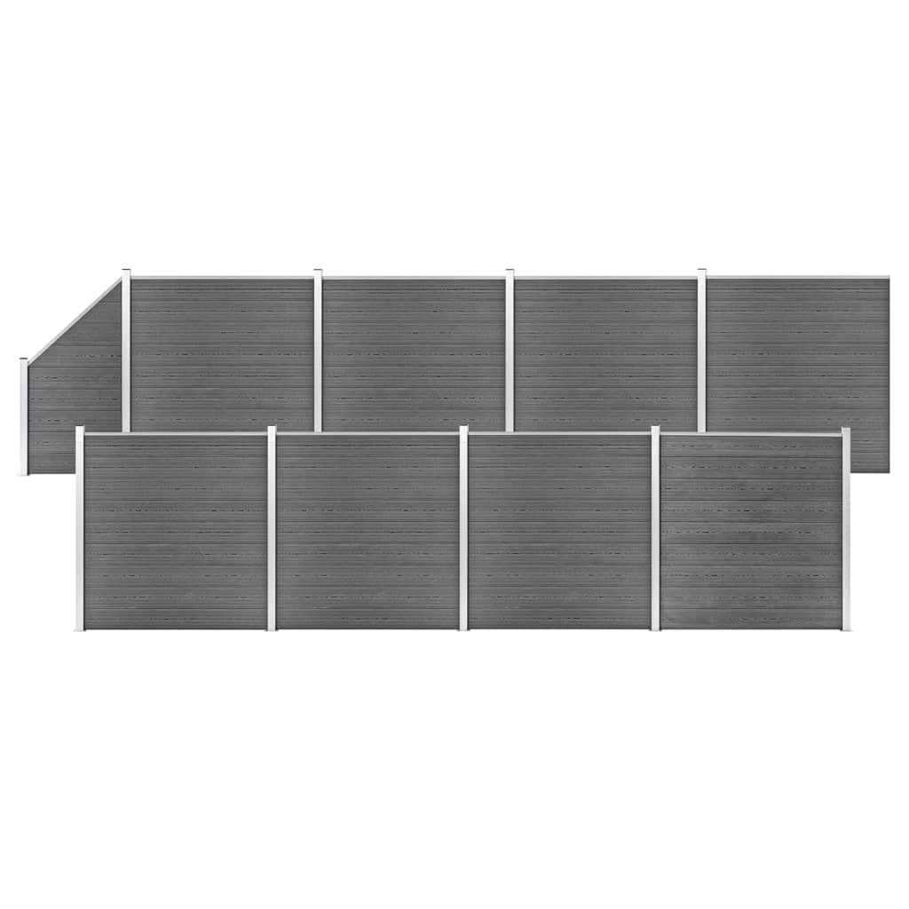 WPC Fence Set 8 Square + 1 Slanted 1484x186 cm Grey - The Home Maker