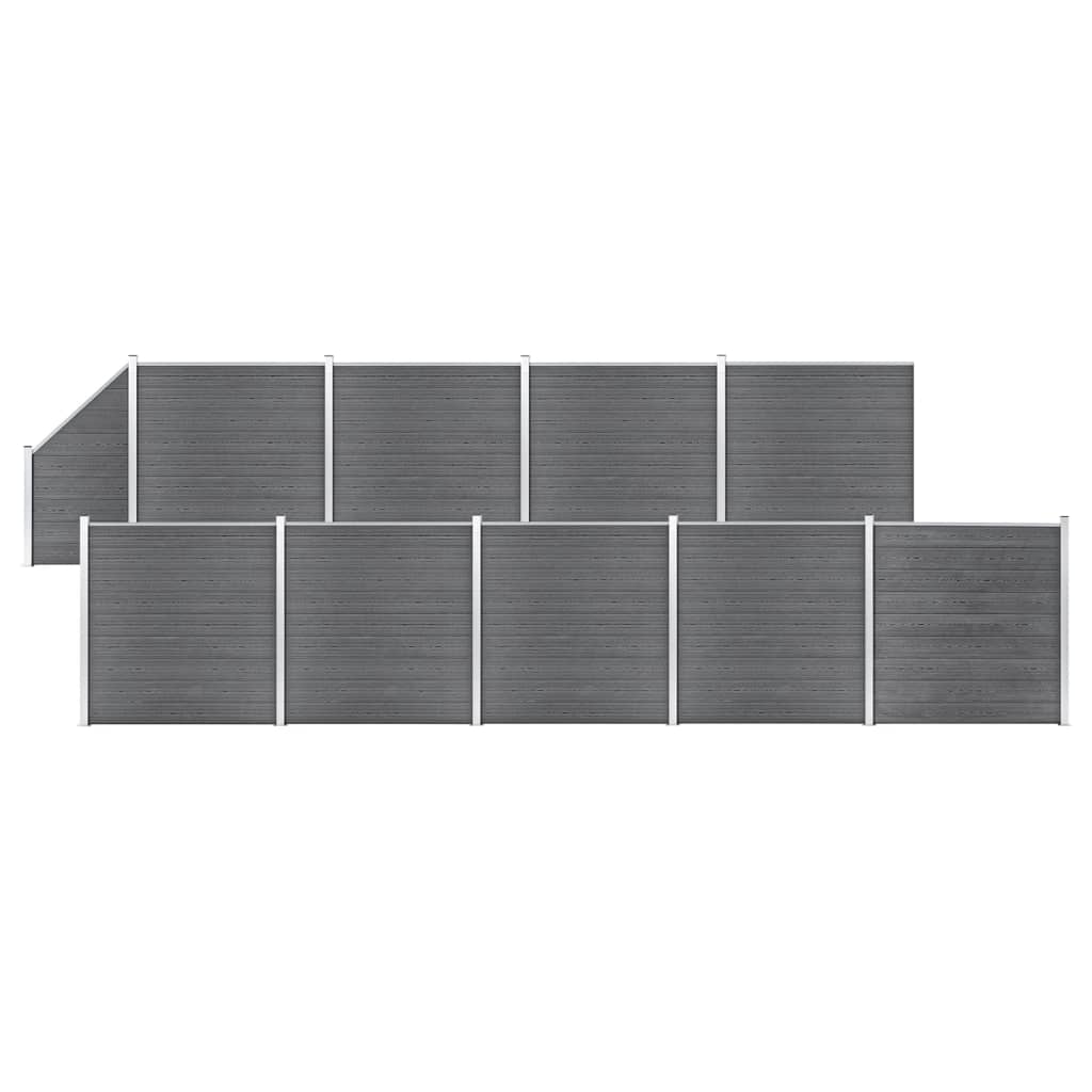 WPC Fence Set 9 Square + 1 Slanted 1657x186 cm Grey - Merlin Deals