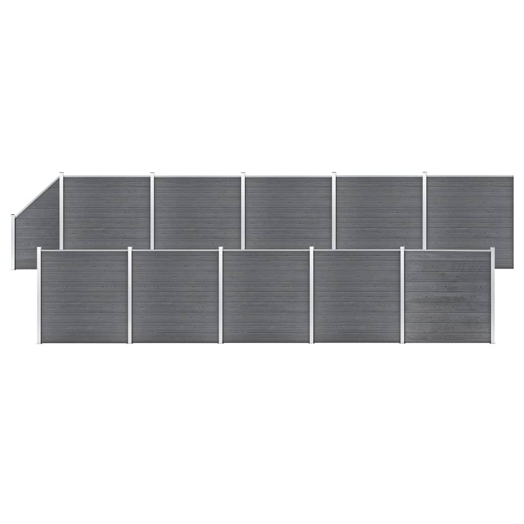 WPC Fence Set 10 Square + 1 Slanted 1830x186 cm Grey - Brittle & Co