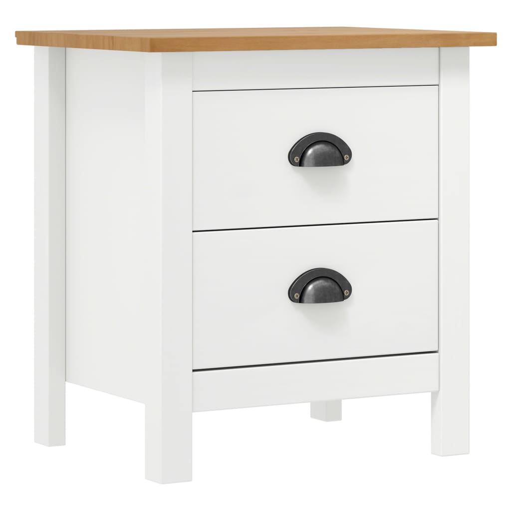 Bedside Table - DURHAM Aven Nightstand White and Honey Brown 46cm - All Things Good