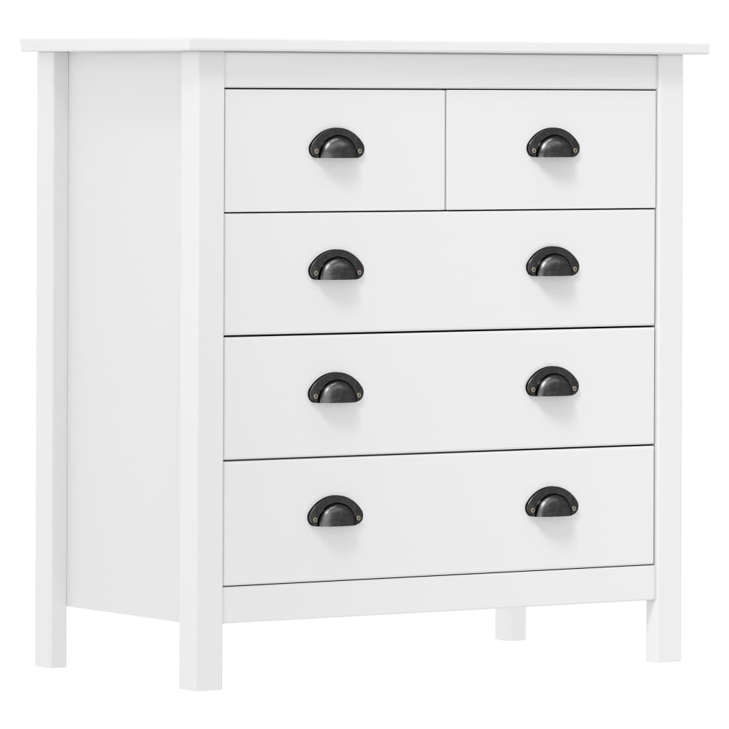 Sideboard Hill White 79x40x80 cm Solid Pine Wood - Decor Base