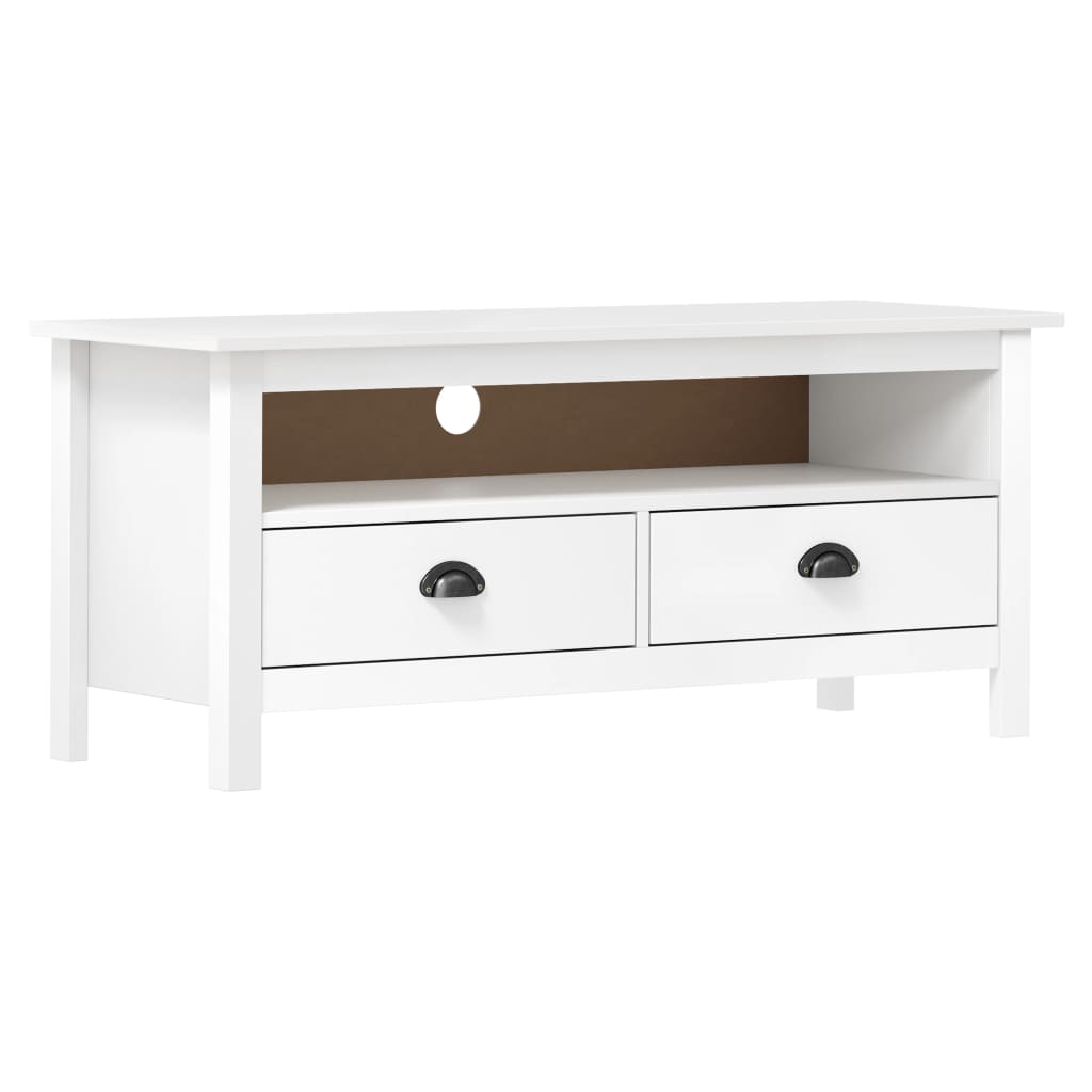 TV Cabinet Hill White 110x40x47 cm Solid Pine Wood - Style and Chic