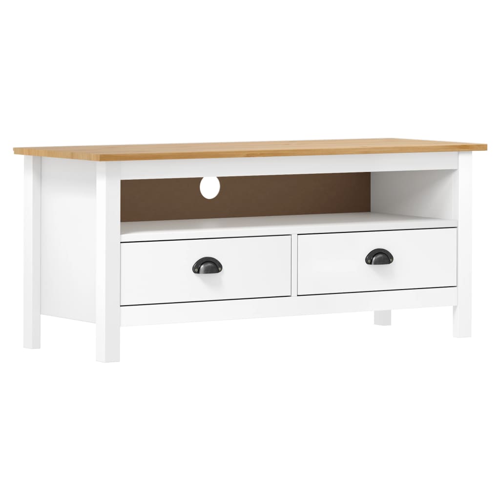 TV Cabinet Hill White 110x40x47 cm Solid Pine Wood - Discount Dealers