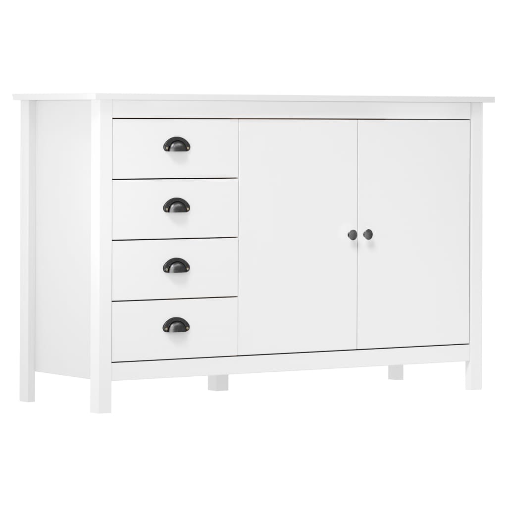 Sideboard Hill White 130x40x80 cm Solid Pine Wood - Design Hut
