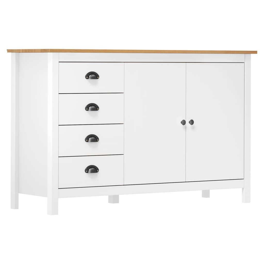Sideboard Hill White 130x40x80 cm Solid Pine Wood - Sid & Sam