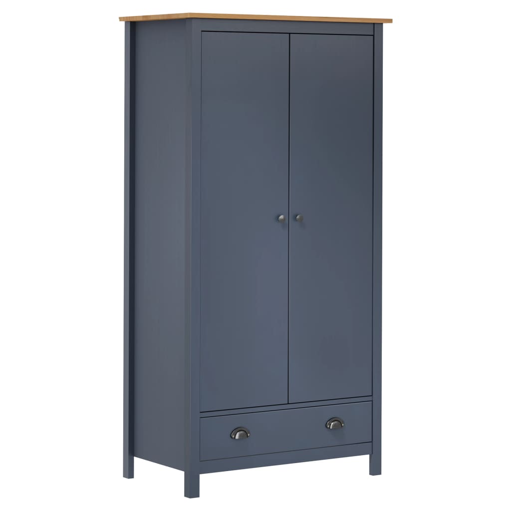 Wardrobe - PETRA 2 Door Wardrobe Grey and Honey Brown 89cm - Tyrell & Tyrell
