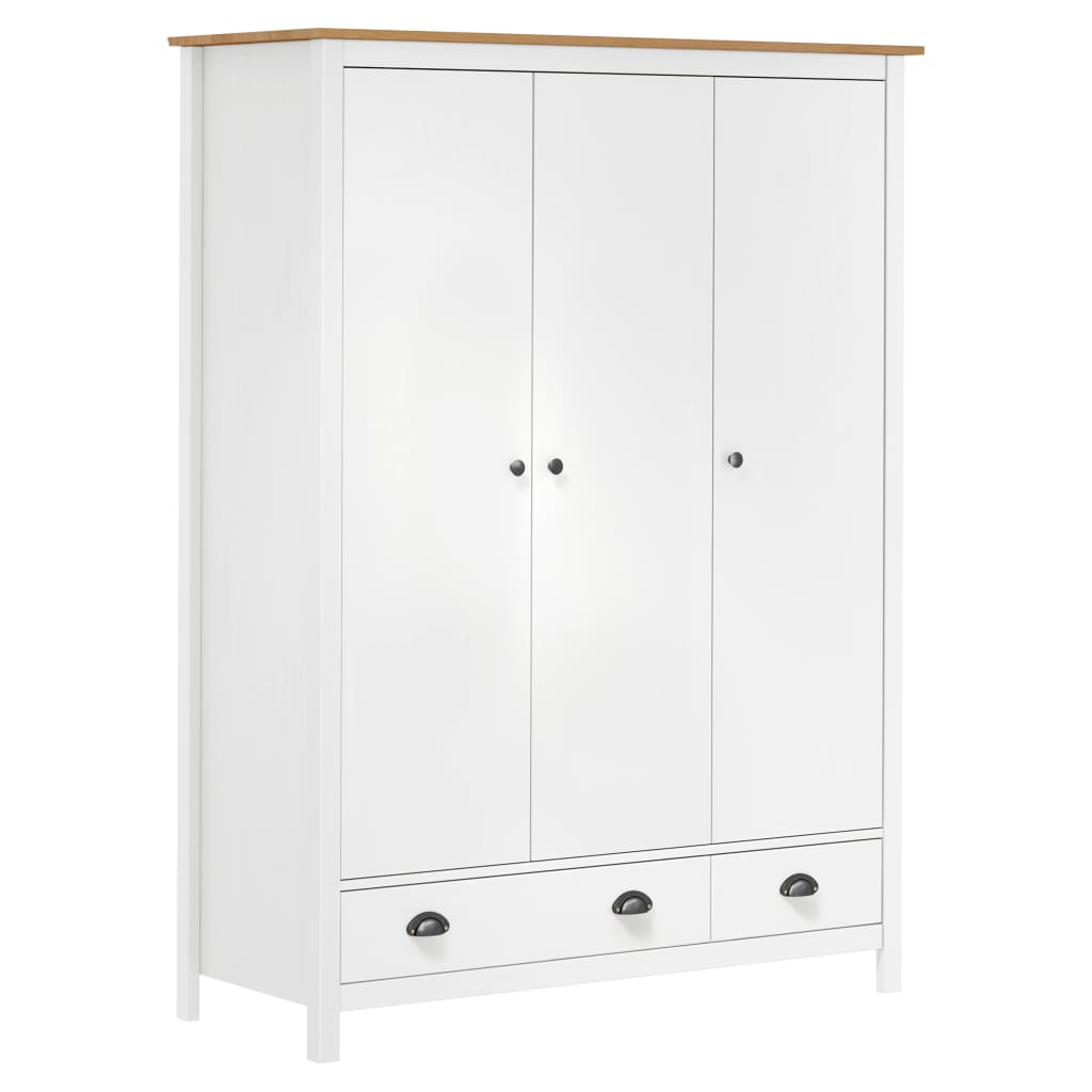 Wardrobe - PETRA 3 Door Wardrobe White and Honey Brown 127cm - Tyrell & Tyrell
