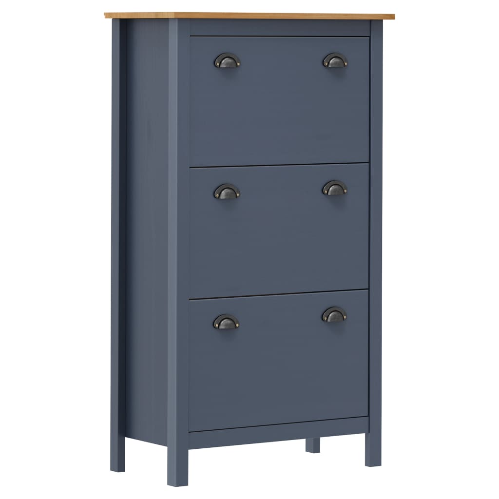 Shoe Cabinet Hill Grey 72x35x124 cm Solid Pine Wood - Millennium Furniture
