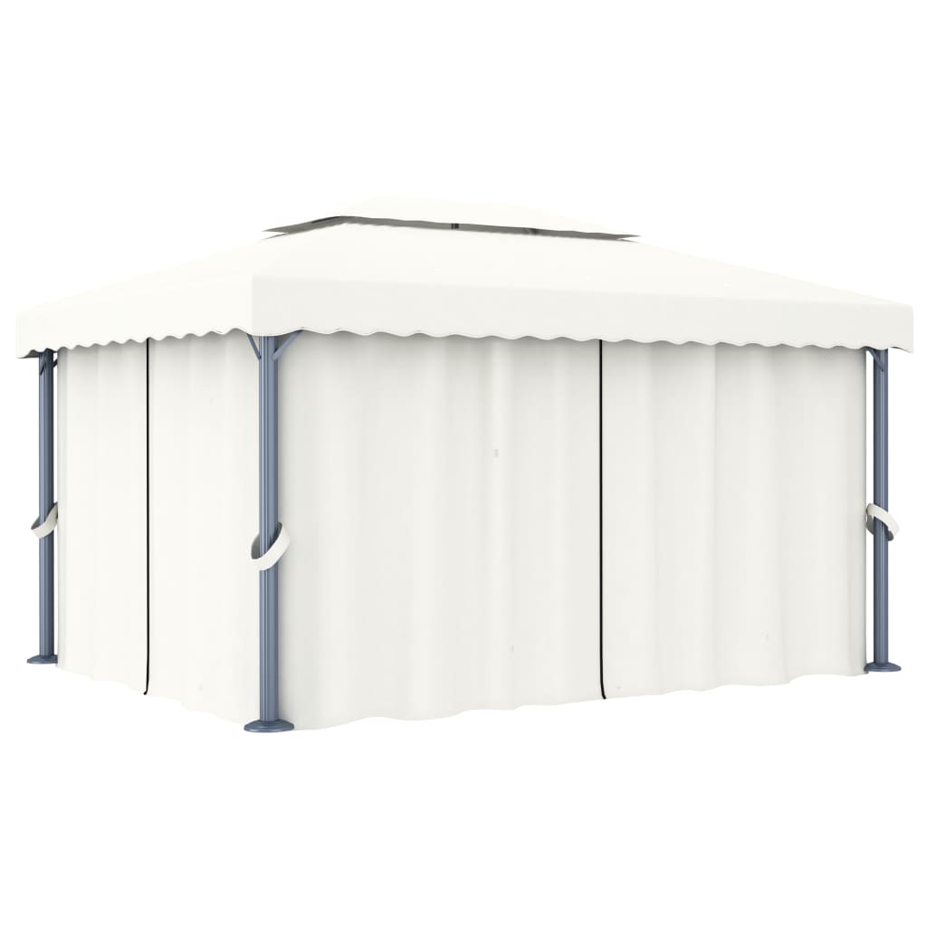 Gazebo with Curtain 4x3 m Cream White Aluminium - Casper Homes