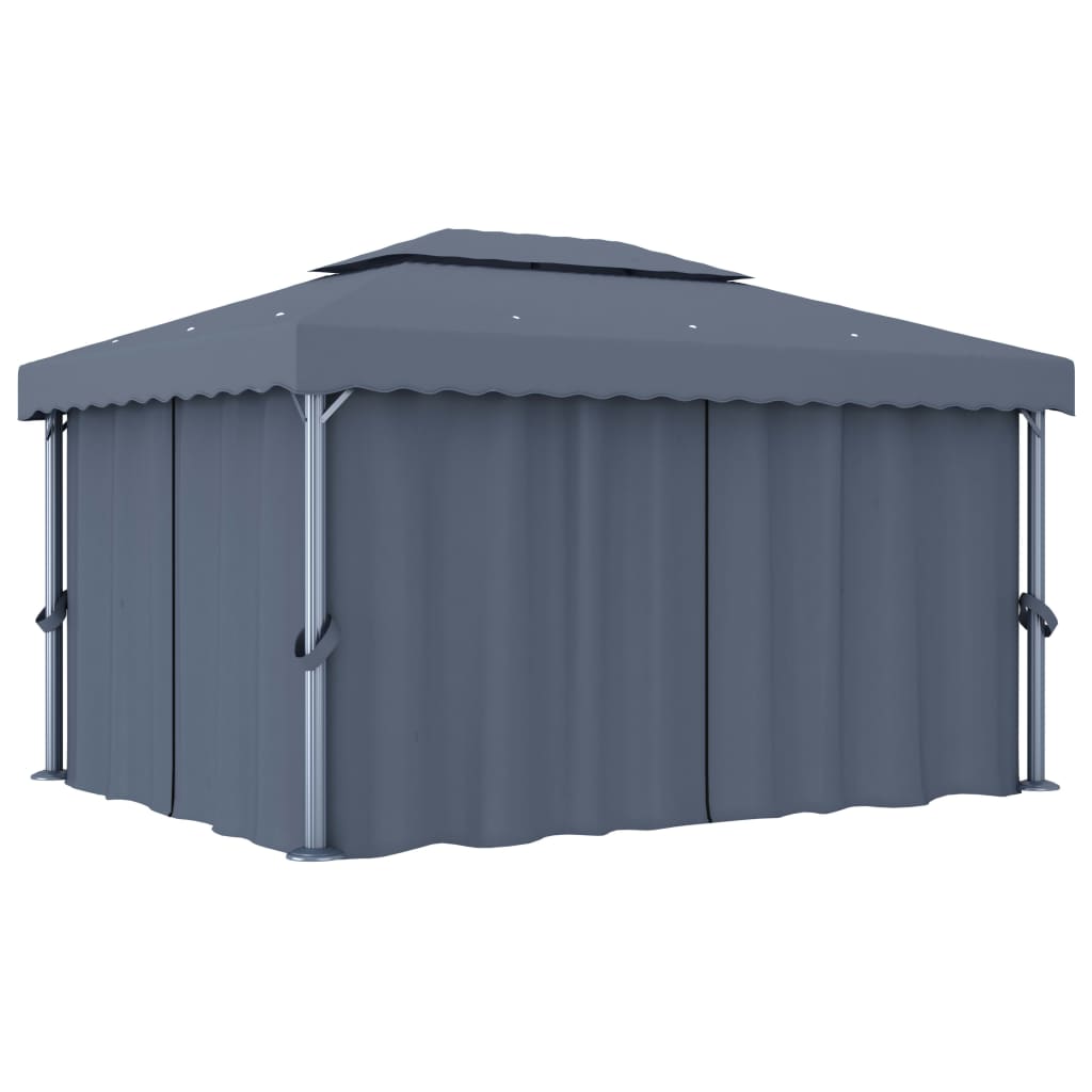 Gazebo with Curtain 4x3 m Anthracite Aluminium - Direct Imports
