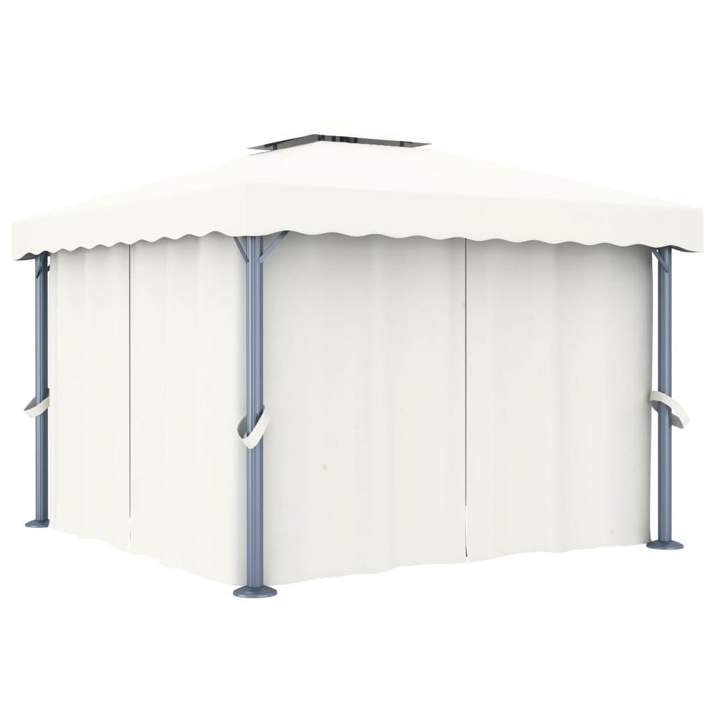 Gazebo with Curtain 3x3 m Cream White Aluminium - Style and Chic