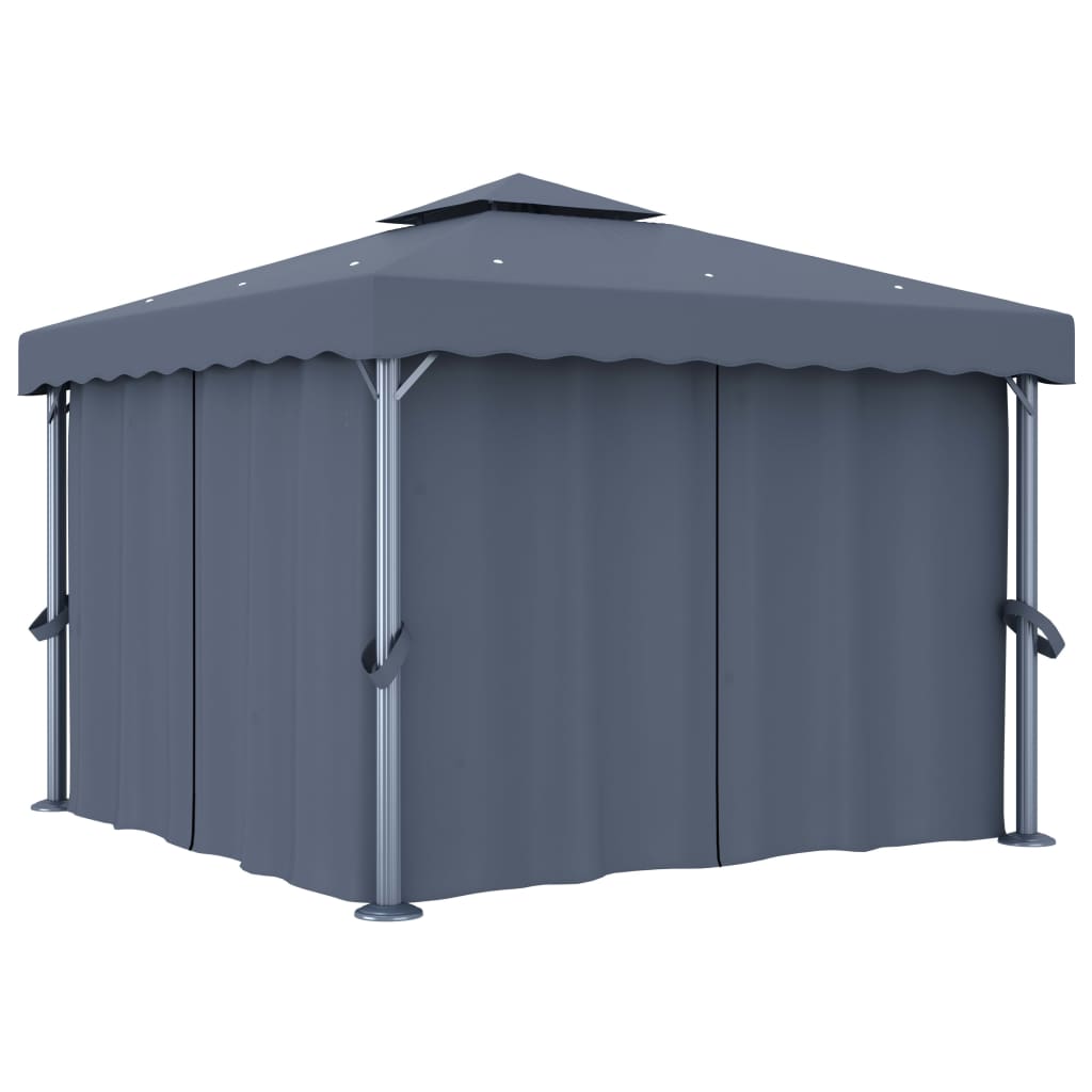 Gazebo with Curtain 3x3 m Anthracite Aluminium - Sid & Sam