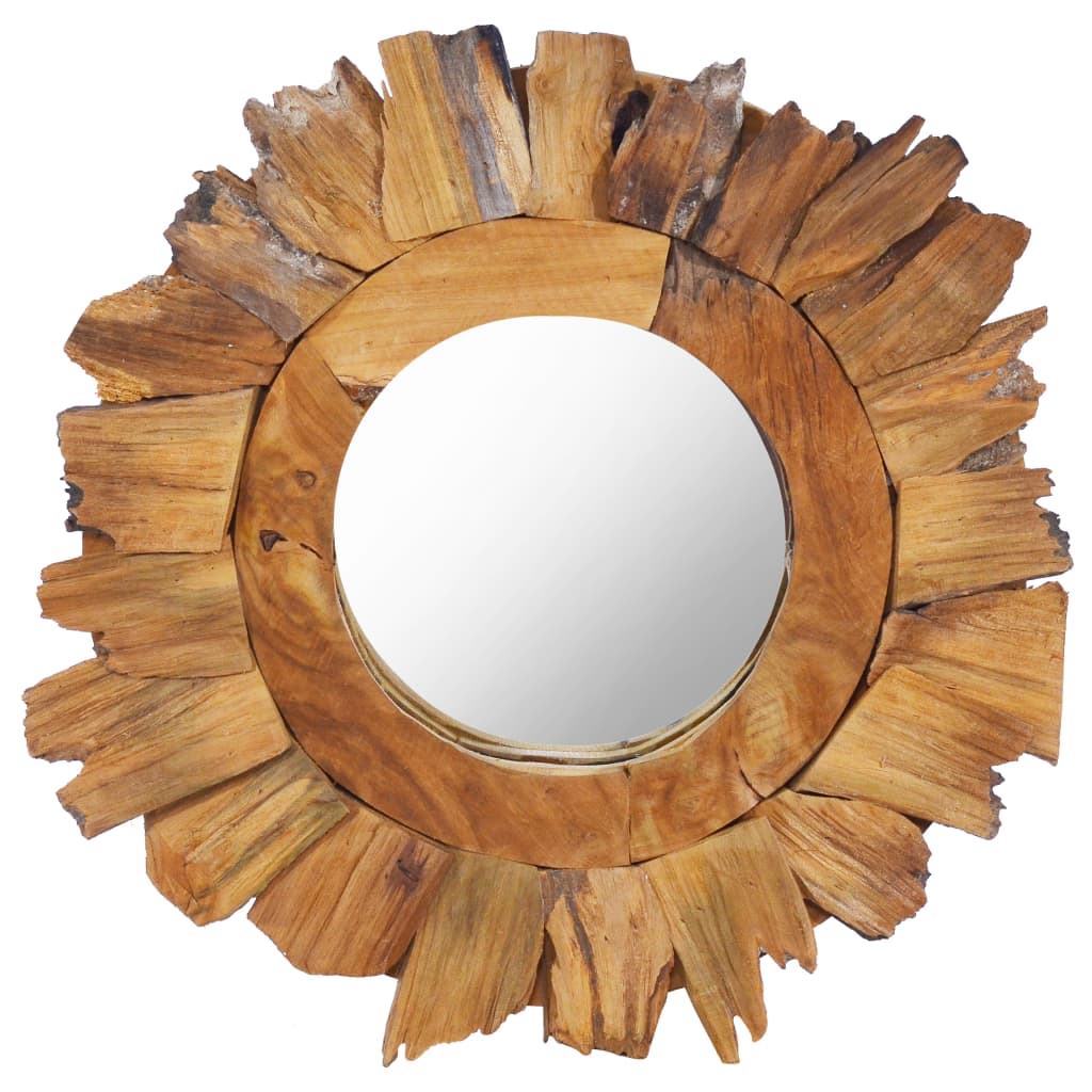 Wall Mirror 40 cm Teak Round - R and M Furniture