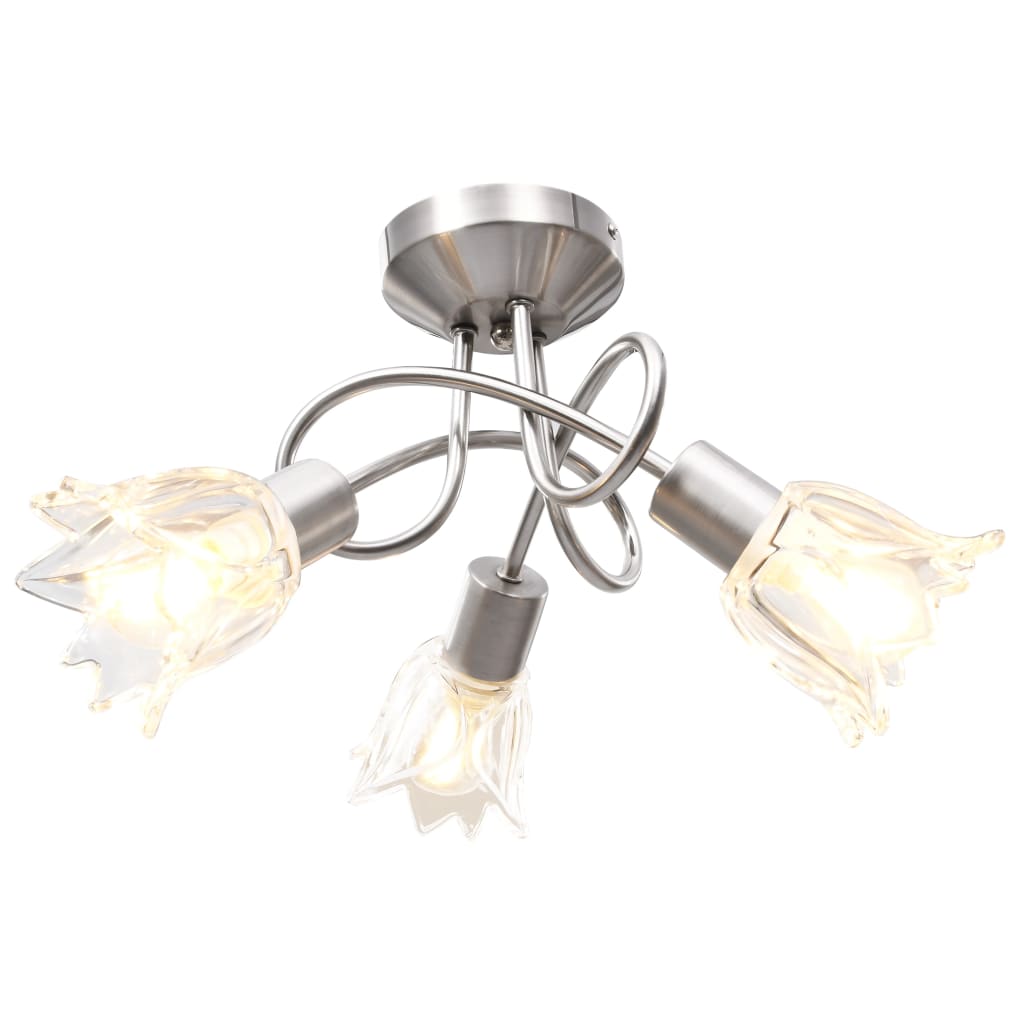 Ceiling Lamp with Transparent Glass Shades for 3 E14 Bulbs Tulip - R and M Furniture